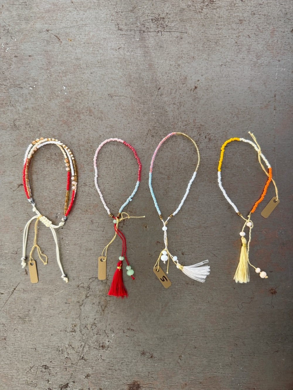Handmade Beaded Tassel Bracelets - Multicolor Set